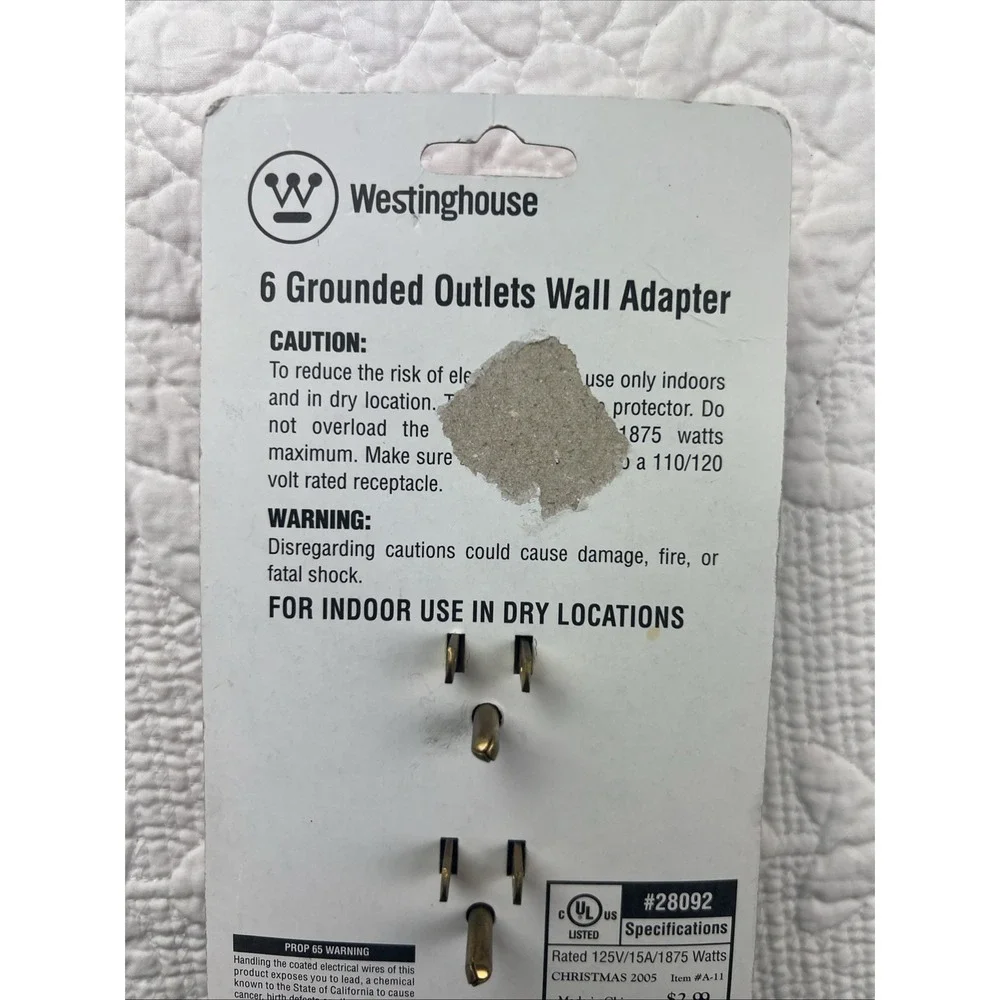 Westinghouse 6 Grounded Outlets Wall Adapter Power Tap